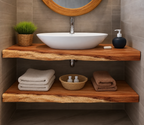 Rustic Floating Bathroom Vanity - Live Edge - Brazilian Cherry