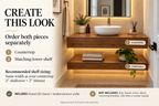 Premium Floating Bathroom Vanity Countertop | White OAK Finish Veneer | LED Ready Channel Included | Wall Mounted Vanity Shelf