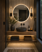Premium Floating Bathroom Vanity Countertop | White OAK Finish Veneer | LED Ready Channel Included | Wall Mounted Vanity Shelf