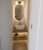 Premium Floating Bathroom Vanity Countertop | White OAK Finish Veneer | LED Ready Channel Included | Wall Mounted Vanity Shelf