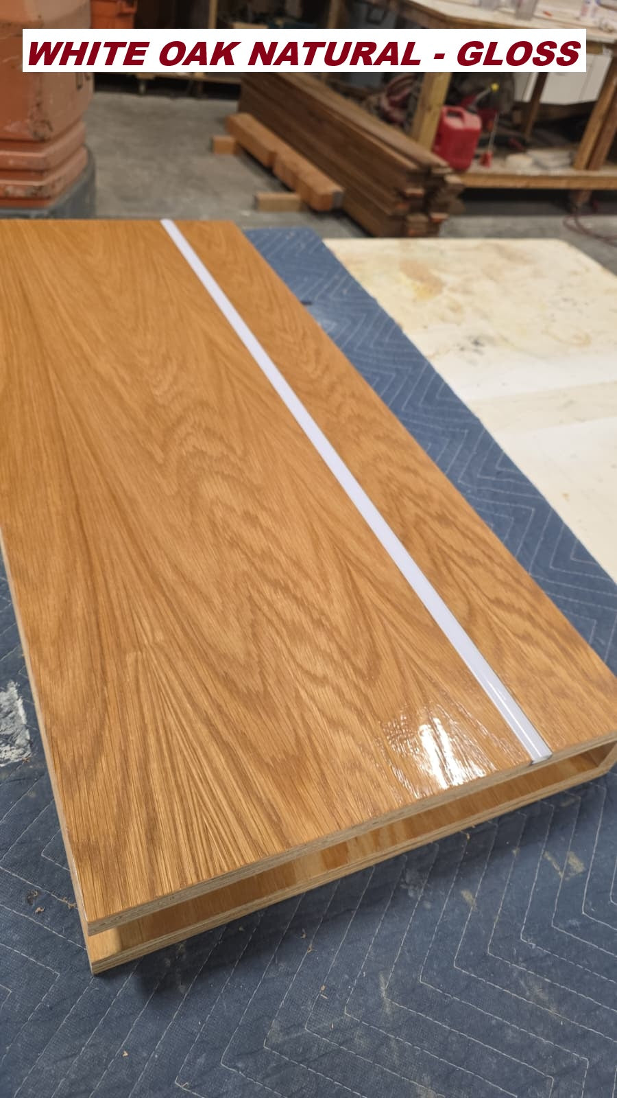 Premium Floating Bathroom Vanity Countertop | White OAK Finish Veneer | LED Ready Channel Included | Wall Mounted Vanity Shelf