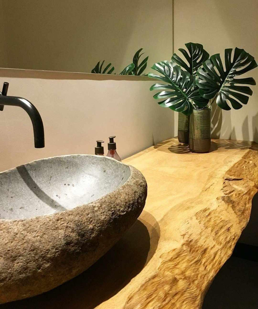 Rustic Floating Bathroom Vanity - Live Edge - Brazilian Pequia