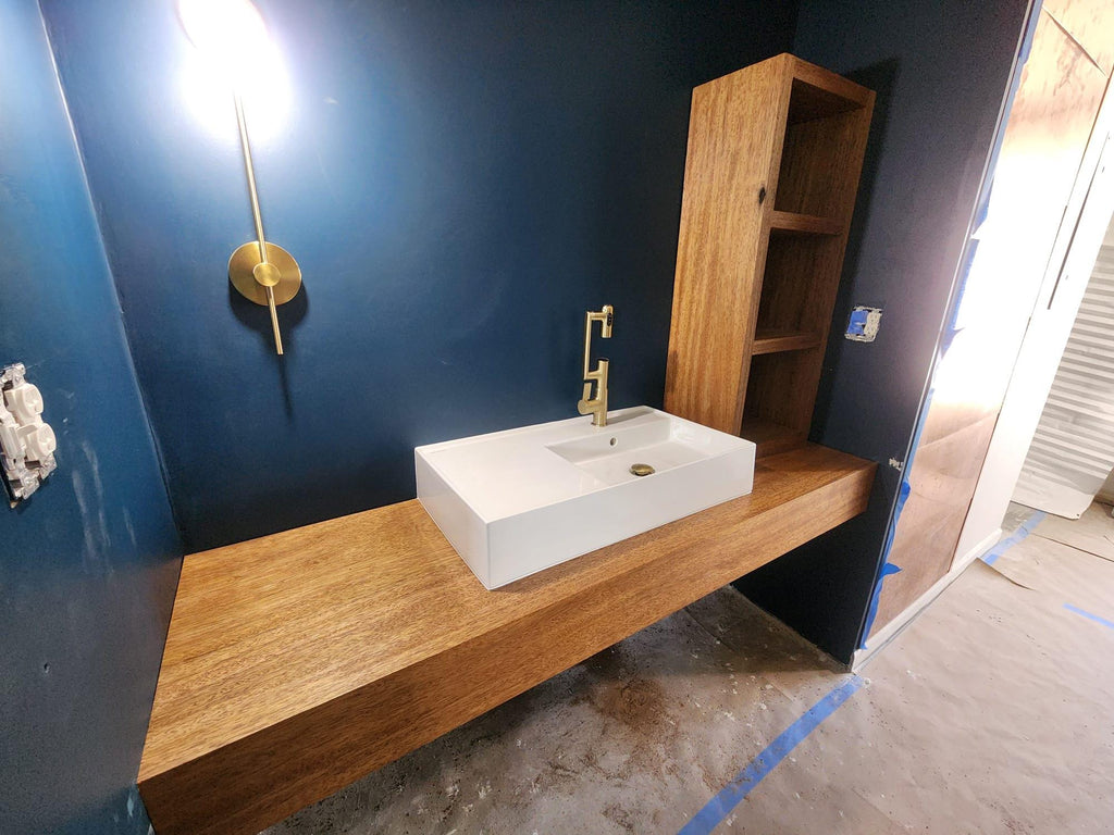 Rustic Floating Bathroom Vanity - Drop Edge Vanity