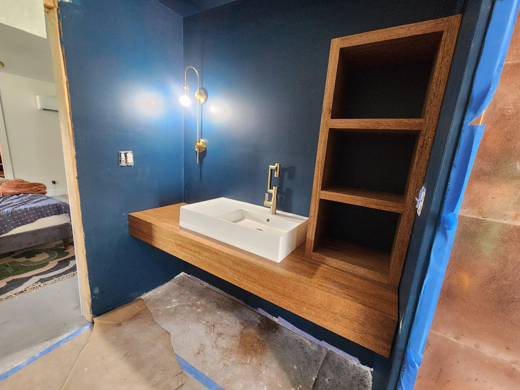 Rustic Floating Bathroom Vanity - Drop Edge Vanity