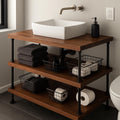 Modern Industrial Floating Vanity –  Steel Pipe Frame