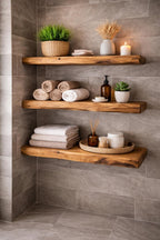 Solid Wood Floating Shelf – Live Edge | Custom Sizes Available