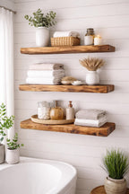 Solid Wood Floating Shelf – Live Edge | Custom Sizes Available