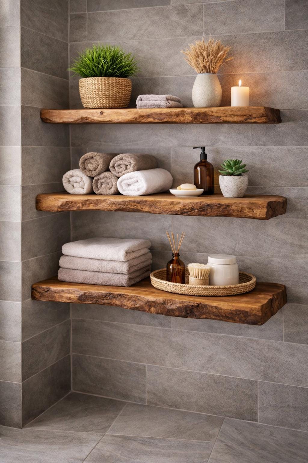 Solid Wood Floating Shelf – Live Edge | Custom Sizes Available